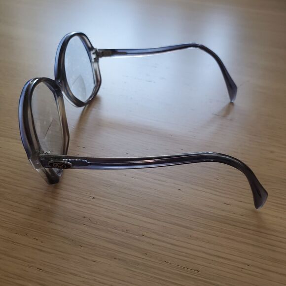 Vintage 70s Gray Round Oversized Eyeglasses - Picture 3 of 8